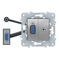 Розетка HDMI Schneider Electric Unica NEW NU593230 скрытая установка алюминий модули HD15 и mini Jack