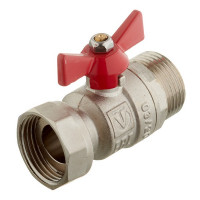 Кран шаровой латунный VALTEC (VT.260.N.0606) 1 ВР(г) проходной бабочка с накидной гайкой прямой