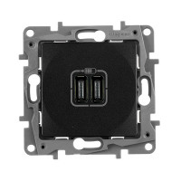 Розетка USB Legrand Etika 672635 скрытая установка антрацит два модуля USB
