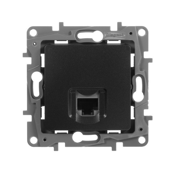 Розетка компьютерная Legrand Etika 672641 скрытая установка антрацит один модуль RJ45 cat 5е UTP