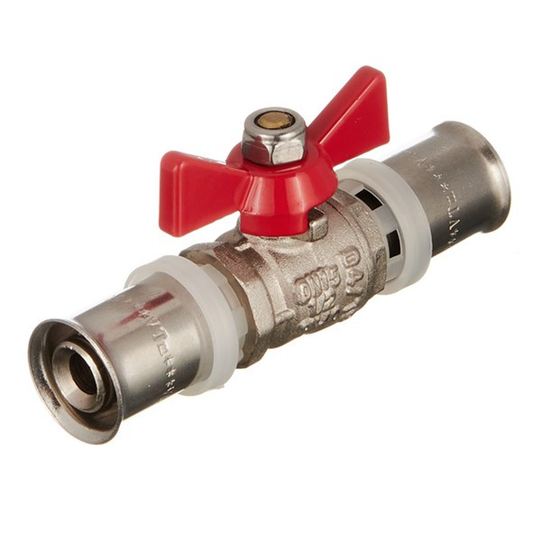 Кран шаровой латунный VALTEC (VT.243.N.1616) 16 мм пресс бабочка прямой
