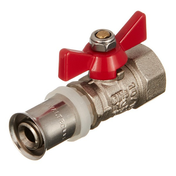 Кран шаровой латунный VALTEC (VT.242.N.1604) 16 мм пресс бабочка прямой