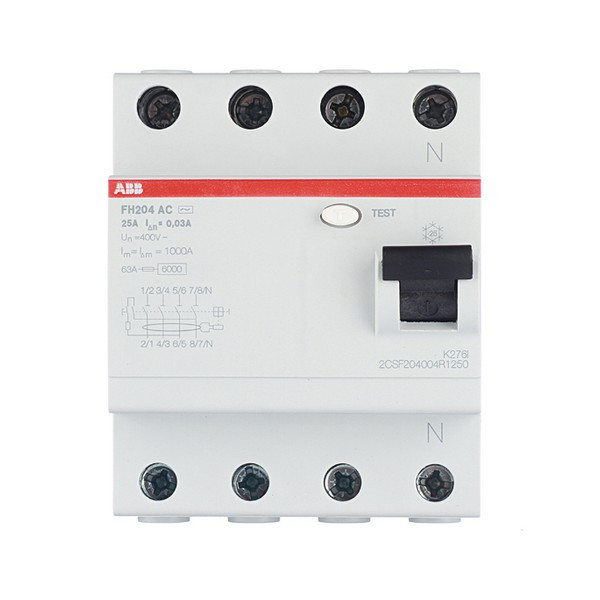 УЗО ABB FH204 (2CSF204004R1250) 25А 30 мА 4P тип АС 10 кА