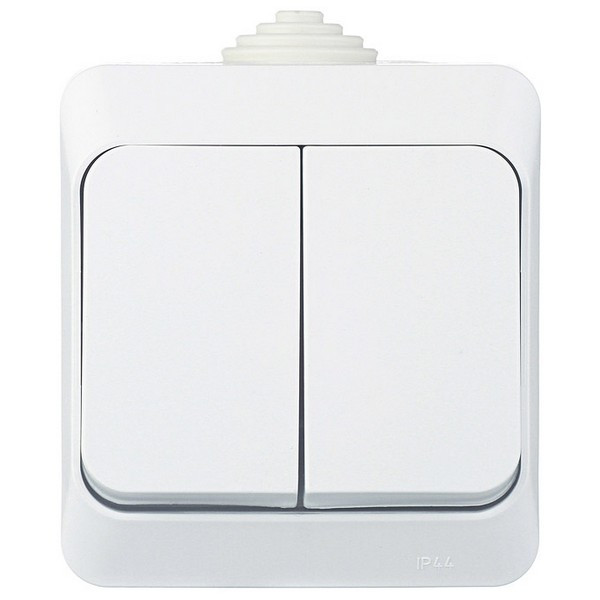 Выключатель Schneider Electric Этюд BA10-042B двухклавишный открытая установка белый IP44