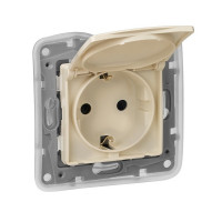 Розетка Legrand Etika 672332 скрытая установка слоновая кость с заземлением со шторками с крышкой