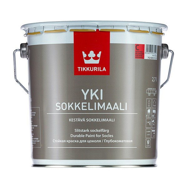 Краска водно-дисперсионная для цоколя Tikkurila Yki основа С 2,7 л