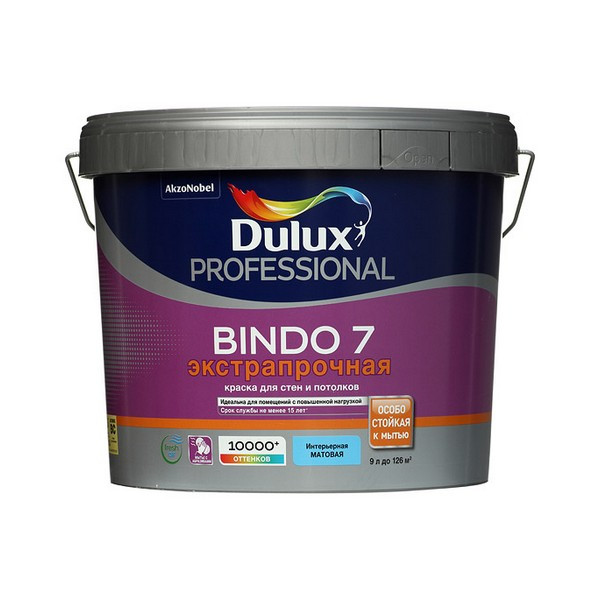 Краска водно-дисперсионная Dulux Bindo 7 экстрапрочная моющаяся основа ВС 9 л