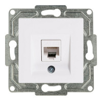 Розетка компьютерная GUNSAN Eqona 16401100-157130 одинарная скрытая установка белая IP20 один модуль RJ45 cat 5e