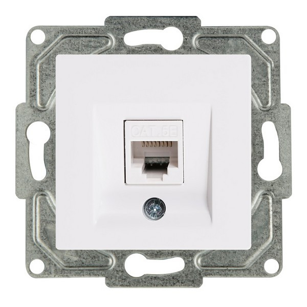 Розетка компьютерная GUNSAN Eqona 16401100-157130 одинарная скрытая установка белая IP20 один модуль RJ45 cat 5e