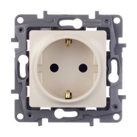 Розетка Legrand Etika 672322 скрытая установка слоновая кость с заземлением со шторками