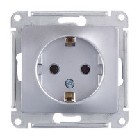 Розетка Schneider Electric Glossa GSL000343 скрытая установка алюминий с заземлением