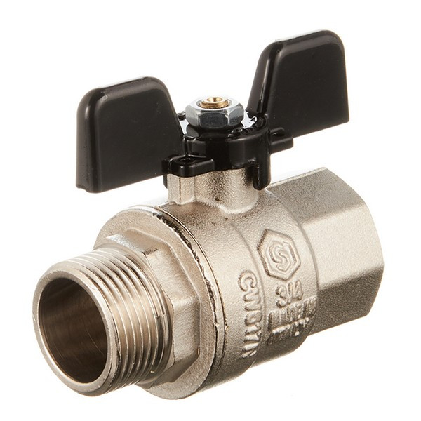 Кран шаровой латунный Stout (SVB-0004-000020) 3/4 ВР(г) х 3/4 НР(ш) бабочка прямой