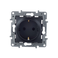 Розетка Legrand Etika 672622 скрытая установка антрацит с заземлением со шторками винтовой зажим