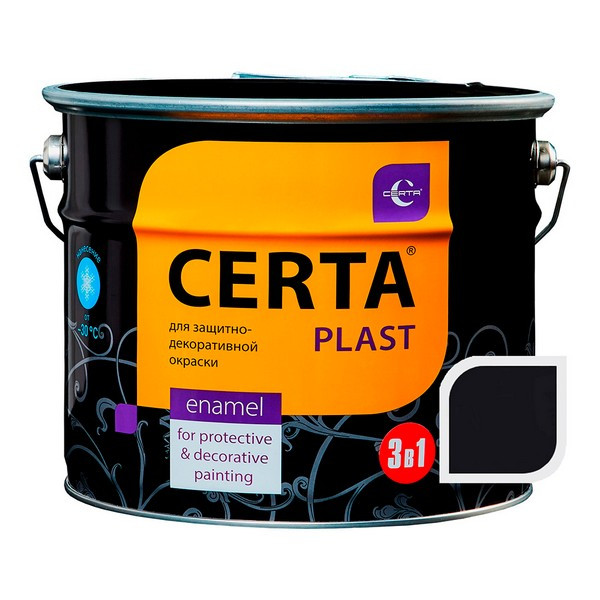 Грунт-эмаль по ржавчине 3 в 1 кремнийорганическая CERTA-PLAST черный 10 кг