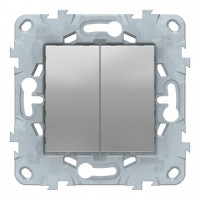 Переключатель Schneider Electric Unica NEW NU521330 двухклавишный на 2 направления скрытая установка алюминий