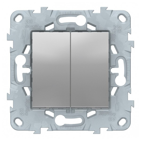 Переключатель Schneider Electric Unica NEW NU521330 двухклавишный на 2 направления скрытая установка алюминий