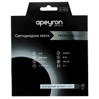 Лента светодиодная SMD 2835 Apeyron RAY PRO 6000К холодный белый свет 38 Вт 24 В IP20 5 м
