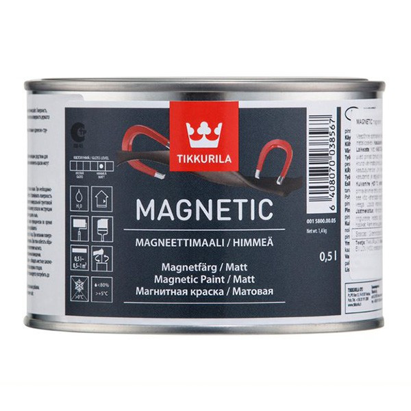 Краска магнитная Tikkurila MAGNETIC серая матовая 0,5 л
