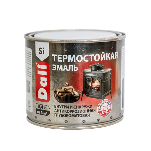 Эмаль Dali термостойкая серебро 0,4 л