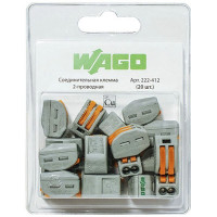Клемма на 2 провода Wago 222-412 0,08-2,5 кв. мм с рычажком (20 шт.)