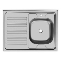 Мойка для кухни UKINOX Nord 800х600х130 мм накладная прямоугольная с крылом правая сталь