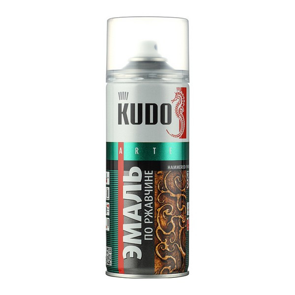 Эмаль аэрозольная по ржавчине Kudo молотковая серебристая полуглянцевая KU-3001 520 мл
