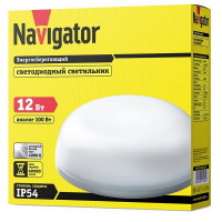 Светильник светодиодный накладной Navigator NBL d210х60 мм 12 Вт 176-264 В 4000К естественный белый свет IP54 круглый белый с влагозащитой
