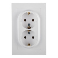 Розетка с рамкой Schneider Electric Atlas Design ATN000124 двойная скрытая установка белая с заземлением