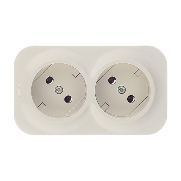 Розетка Legrand Quteo 782242 двойная открытая установка слоновая кость без заземления