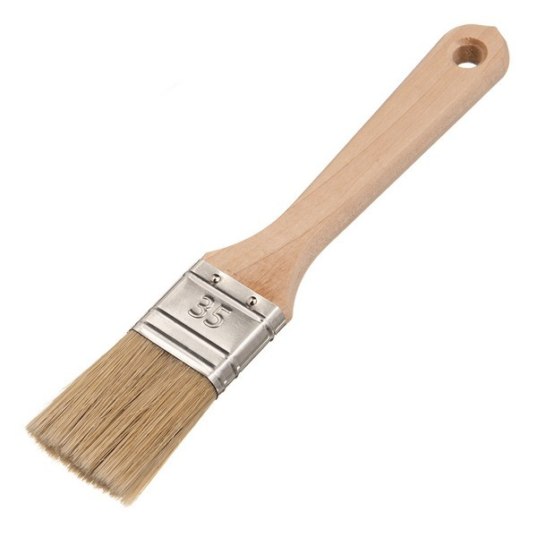 Кисть плоская натуральная щетина Wenzo Wood 35х15 мм для эмалей и лаков на алкидной основе