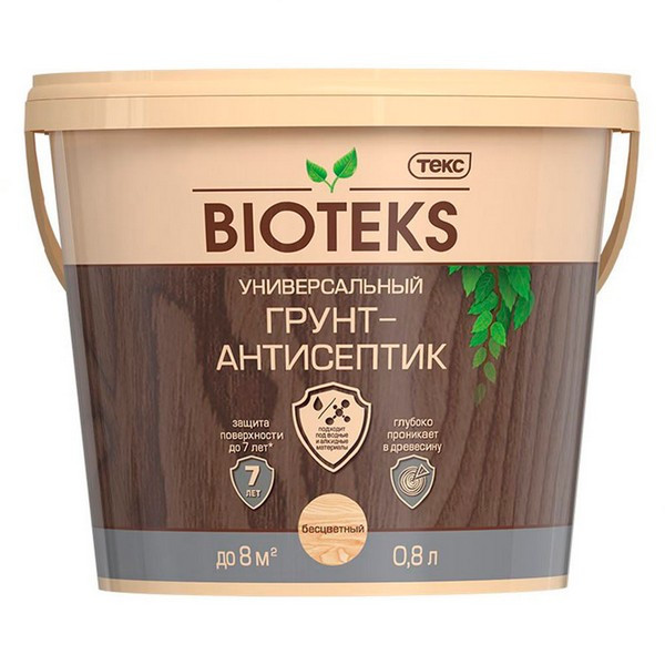 Антисептик Bioteks грунтовочный для дерева бесцветный 0,8 л
