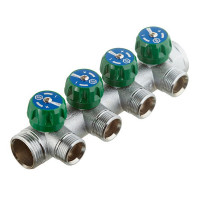 Коллектор Stout (SMB-6850-013404) 1 ВР(г) х 4 выхода 3/4(ЕК) х 1 НР(ш) регулирующий