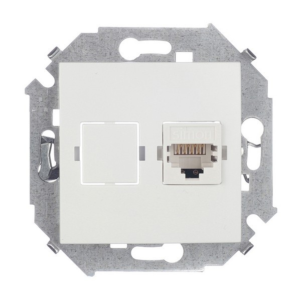Розетка компьютерная Simon 15 1591598-030 скрытая установка белая один модуль RJ45 cat 5e