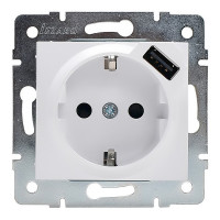 Розетка USB Lezard KARINA 707-0288-181 скрытая установка белая с заземлением один модуль USB