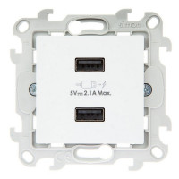 Розетка Simon 24 Harmonie 2411096-030 скрытая установка белая без заземления два модуля USB