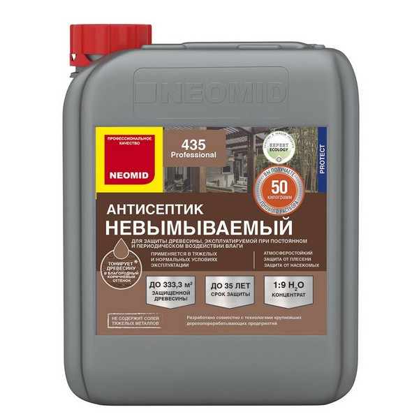 Антисептик для дерева Neomid 435 невымываемый декоративный концентрат 1:9 коричневый 5 кг