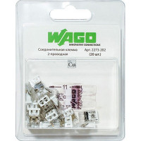 Клемма на 2 провода Wago 2273-202 0,5-2,5 кв. мм без пасты (20 шт.)