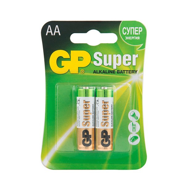 Батарейка GP Batteries Super АА пальчиковая LR6 1,5 В (2 шт.)