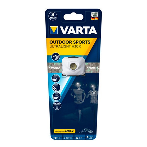 Фонарь налобный VARTA Ultralight H30R white Outdoor Sports (18631101401) светодиодный 1 LED 3 Вт аккумуляторный 600 мАч ABS-пластик