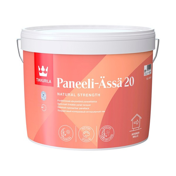 Лак акриловый интерьерный Tikkurila Paneeli-Assa 20 основа EP бесцветный 9 л полуматовый