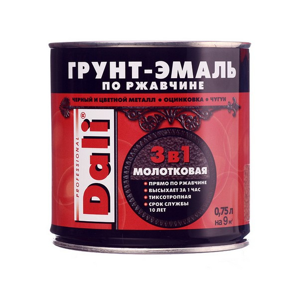 Грунт-эмаль по ржавчине Dali молотковая медная 3в1 глянцевая 0,75 л