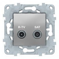 Розетка телевизионная Schneider Electric Unica NEW NU545530 оконечная R-TV-SAT скрытая установка алюминий