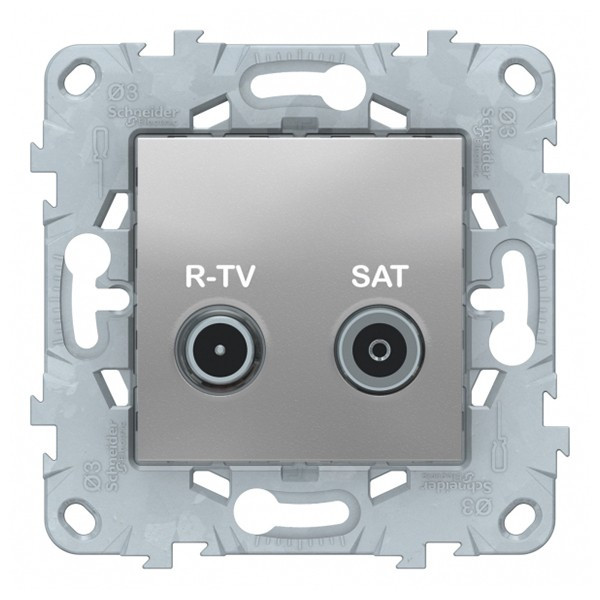 Розетка телевизионная Schneider Electric Unica NEW NU545530 оконечная R-TV-SAT скрытая установка алюминий