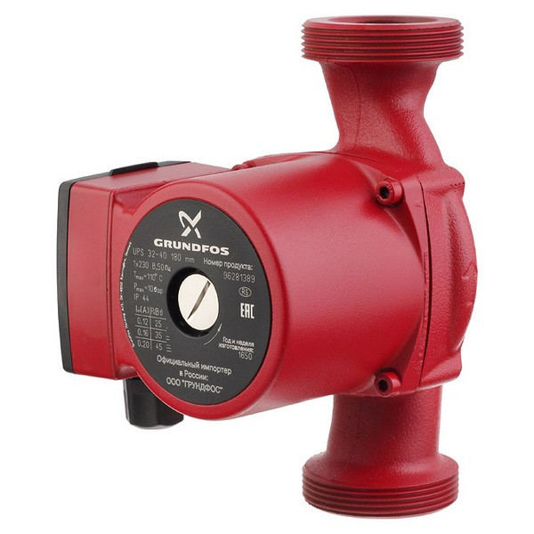 Циркуляционный насос для систем отопления Grundfos UPS 32-40 (96281389) DN32 подъем 4 м 180 мм с гайками