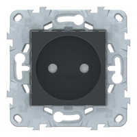 Розетка Schneider Electric Unica NEW NU503354 скрытая установка антрацит без заземления со шторками винтовой зажим