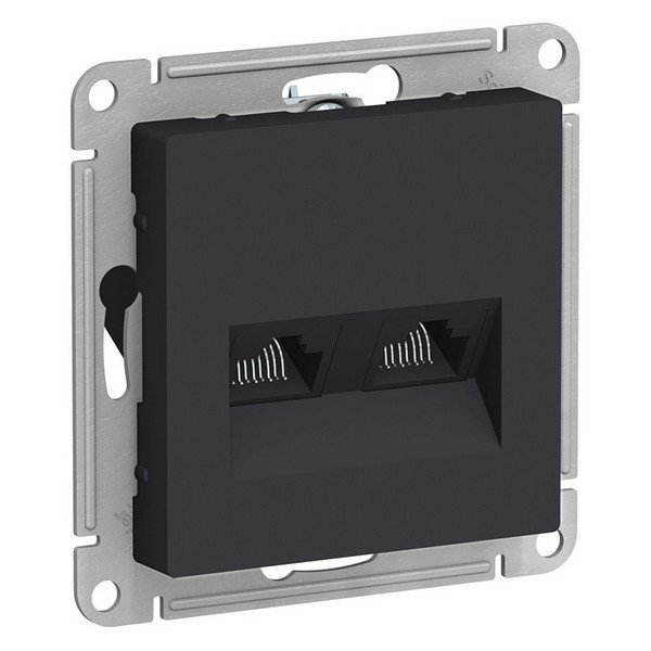 Розетка компьютерная Schneider Electric Atlas Design ATN001085 скрытая установка карбон модули RJ45 cat 5 и RJ45 cat 5е